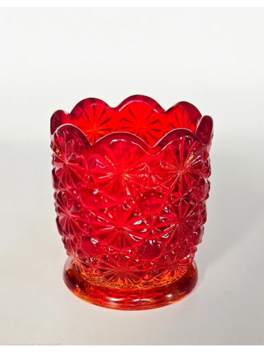 Precious LE Smith Daisy Button Votive Holder Amberina, Red Yellow, cadmium glow